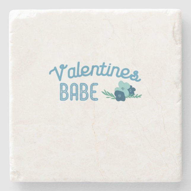 Couple Gift Valentine Babe Flowers Stone Coaster (Front)