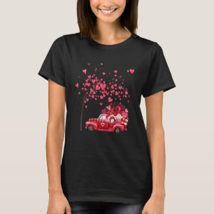 Couple Gnomes In Red Truck With Heart Valentine's  T-Shirt