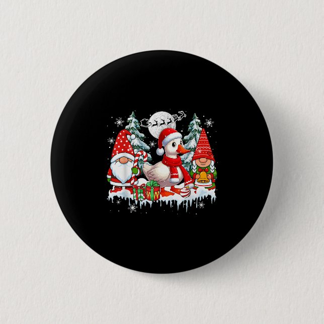 Couple Gnomes Santa Goose Christmas Trees Farmer F 6 Cm Round Badge (Front)