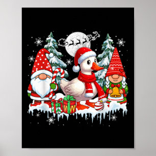 Couple Gnomes Santa Goose Christmas Trees Farmer F Poster