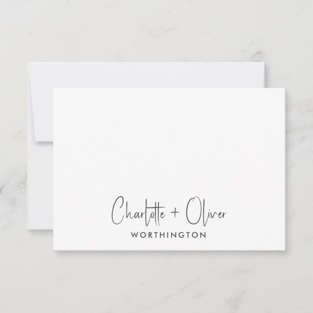Couple Handwritten Names Wedding Monogram  Card (Front)