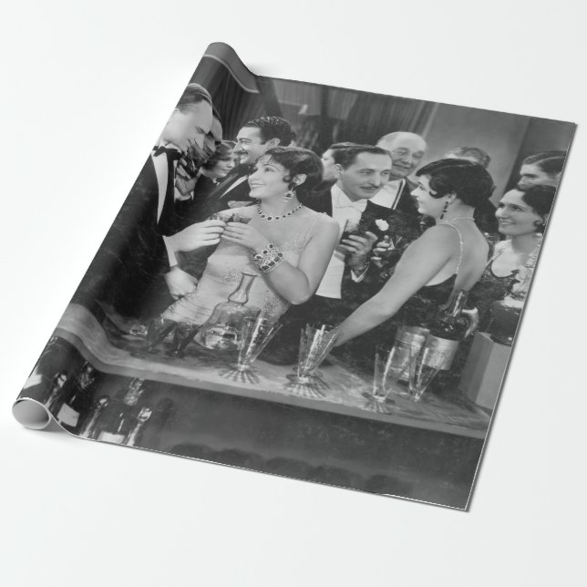 Couple having drink at crowded bar wrapping paper (Unrolled)