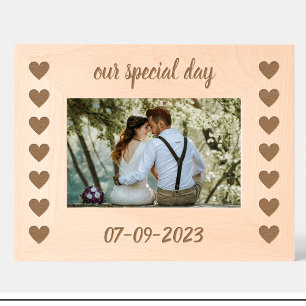 Couple Heart Pattern Custom wooden photo frame