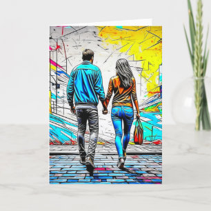 Couple Holding Hands Street Art   Love You Lots Card