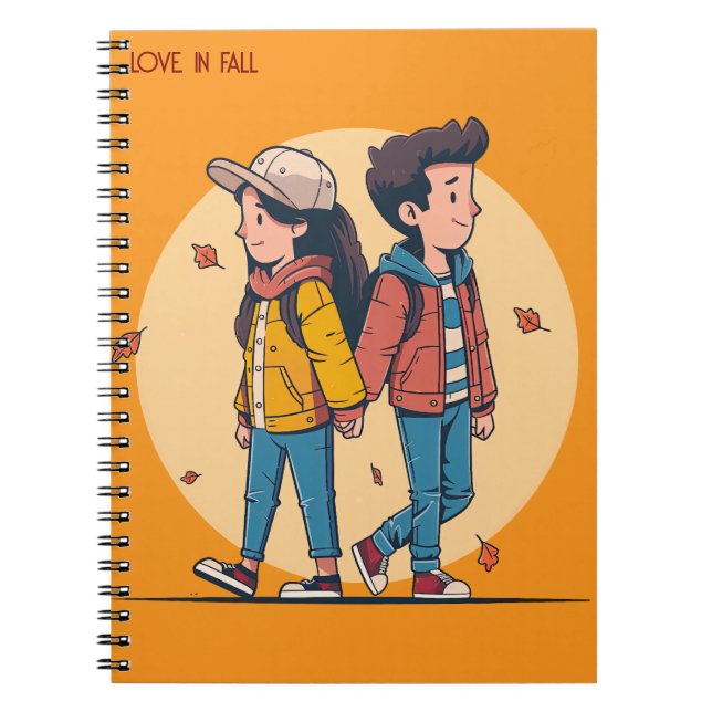 Couple holding hands walking together in fall notebook (Front)
