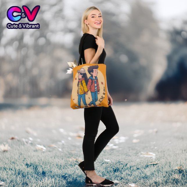 Couple holding hands walking together in fall tote bag (Creator Uploaded)