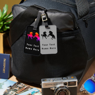 Couple Horse Luggage Tag with Custom Text Name