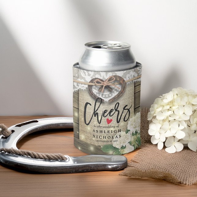 Couple Horseshoe Wedding Cheers to Love Can Cooler (Creator Uploaded)