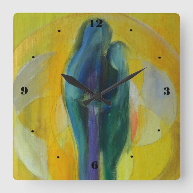 Couple Hug Love Valentine Square Wall Clock (Front)