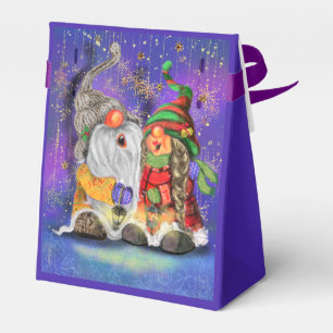 Couple Hugged Gnomes Singing Happy Christmas Song  Favour Box
