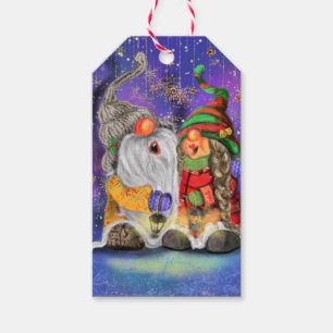 Couple Hugged Gnomes Singing Happy Christmas Song  Gift Tags