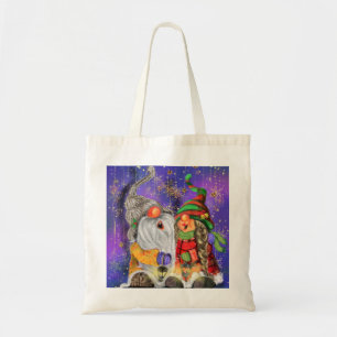 Couple Hugged Gnomes Singing Happy Christmas Song Tote Bag