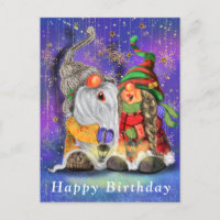 Couple Hugged Gnomes Singing Happy Song - Birthday