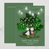 Couple illustration string lights tree romantic 