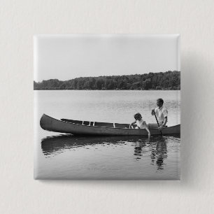 Couple in a Canoe 15 Cm Square Badge