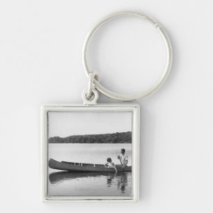 Couple in a Canoe Key Ring