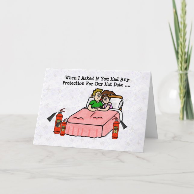 Couple In Bed With Fire Extinguishers Card (Front)