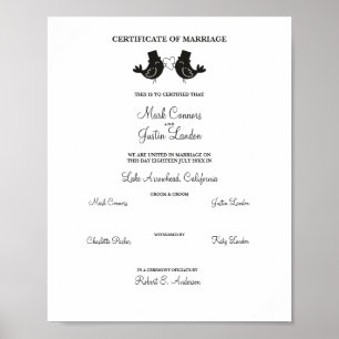 Couple in Black Male Birds Poster