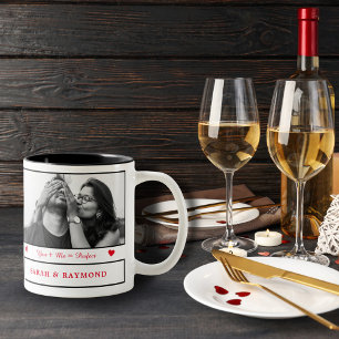 Couple in Love I Personalised 2 Photos I B & W Two-Tone Coffee Mug