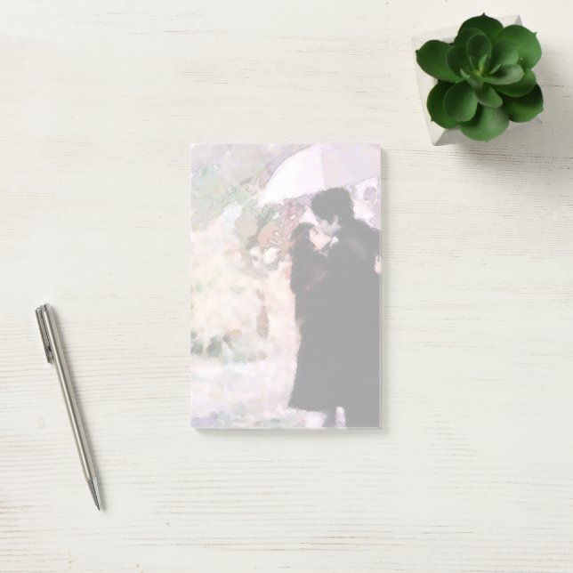 Couple in Love Kissing In The Rain Abstract Art Post-it Notes (Office)