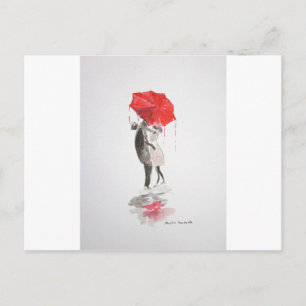 Couple in love kissing postcard