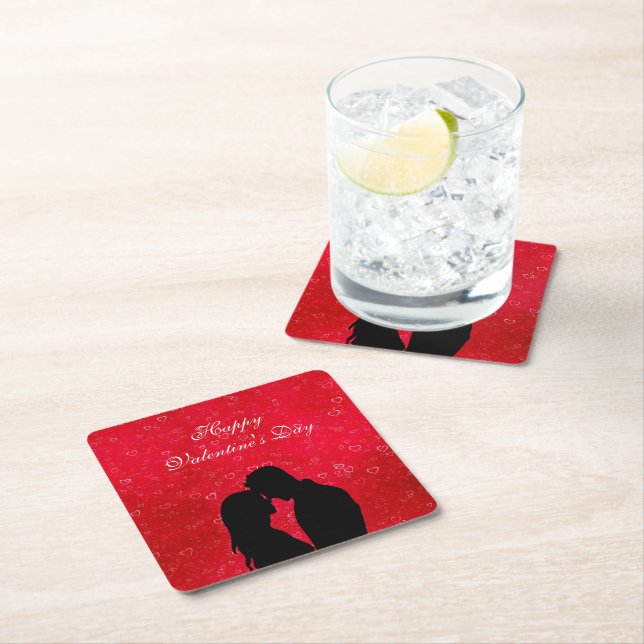 Couple in Love Square Paper Coaster (Insitu)