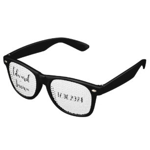 Couple Initials and Date Black White Modern Script Retro Sunglasses