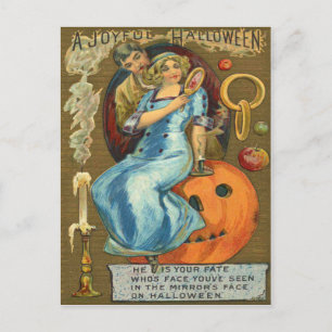 Couple Jack O Lantern Pumpkin Apple Postcard