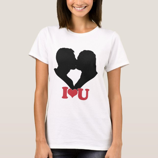 Couple Kissing with I♥U  T-Shirt (Front)