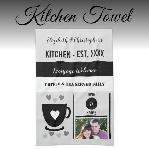 Couple kitchen est date coffee photo black tea towel