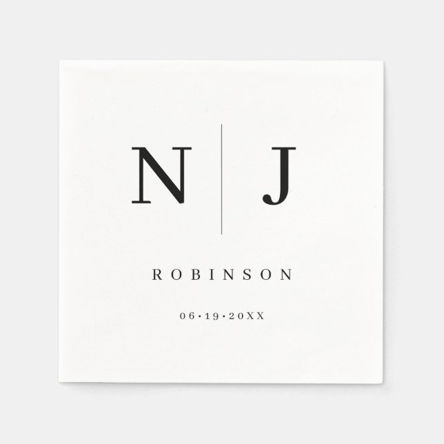 Couple Last Name Minimalist Typography Wedding  Napkin (Front)