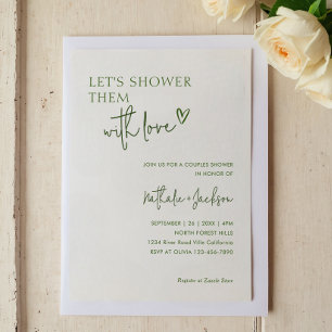Couple Let's Shower Them Green Bridal Invitation