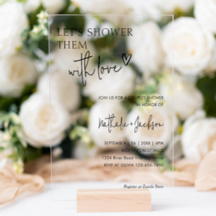 Couple Let's Shower Them With Love Bridal Acrylic Invitations