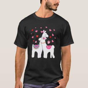 Couple Llamas Valentine's Hearts Matching Family T-Shirt