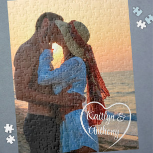 Couple Love Heart Photo Personalised Jigsaw Puzzle