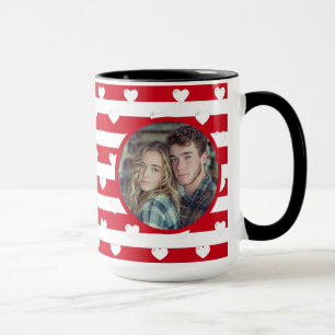 Couple Love Hearts Stripe   Valentines Day Photo Mug