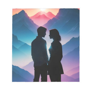 Couple Love Romantic Sunset Silhouette Beautiful Notepad