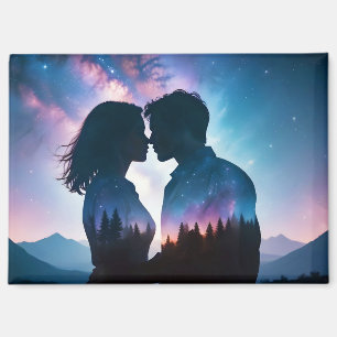 Couple Love Romantic Sunset Silhouette Wedding Magnet
