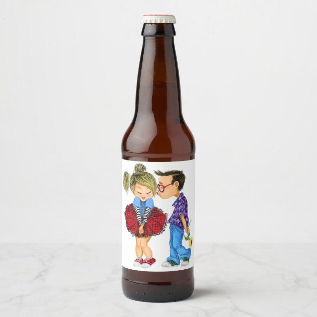 Couple Love Valentine's Day Beer Bottle Label (Front)
