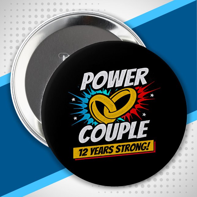 Couple Married 12 Years - 12th Wedding Anniversary 10 Cm Round Badge (Creator Uploaded)