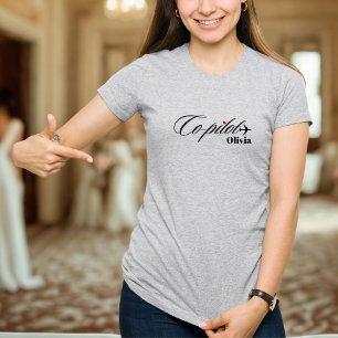 Couple Matching Co-Pilot Aeroplane Personalised  T-Shirt