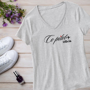 Couple Matching Co-Pilot & Aeroplane Personalised  T-Shirt