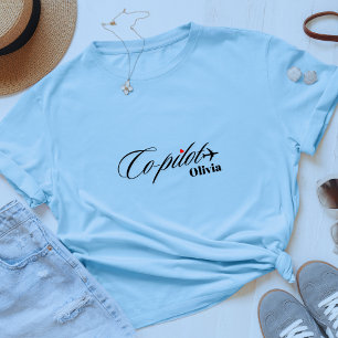Couple Matching Co-Pilot Airplane Blue Personalize T-Shirt