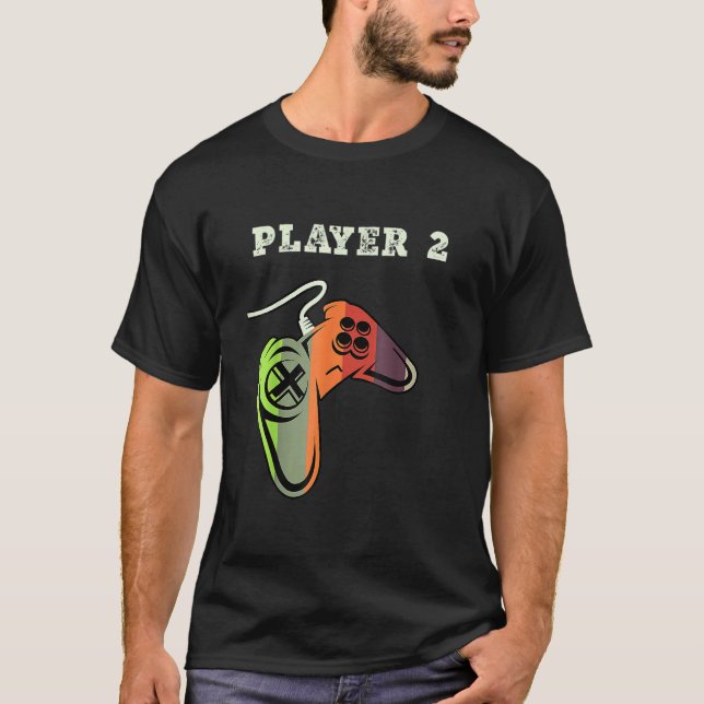 Couple Matching Gamer Gaming Player 1 Player 2 T-Shirt (Front)