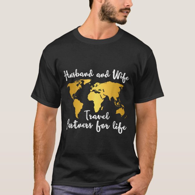Couple Matching Husband And Wife Travel Partners F T-Shirt (Front)