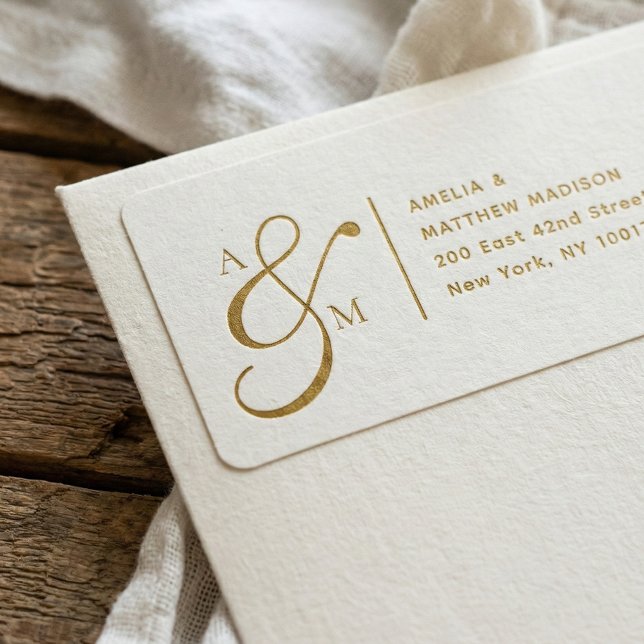 Couple Monogram Ampersad White Address Label (Creator Uploaded)