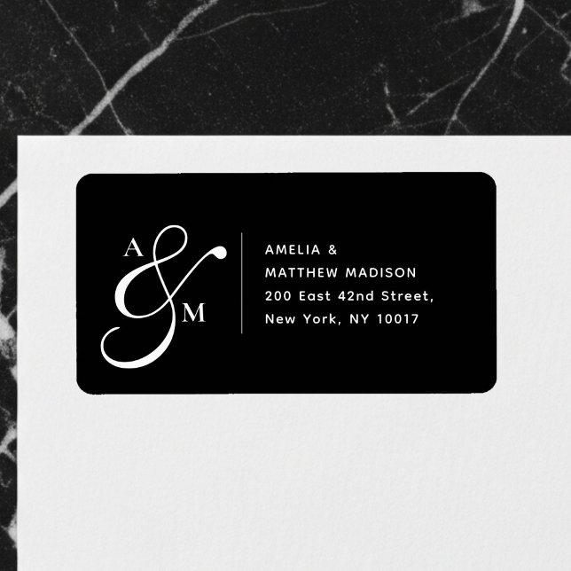 Couple Monogram Ampersad White Address Label (Creator Uploaded)