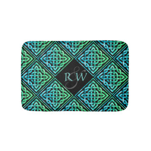 Couple Monogram Celtic Knot Blue Green Bath Mat
