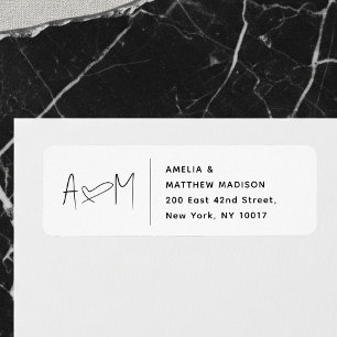 Couple Monogram Heart White Return Address