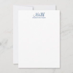 Couple Monogram Minimalist Navy White Card